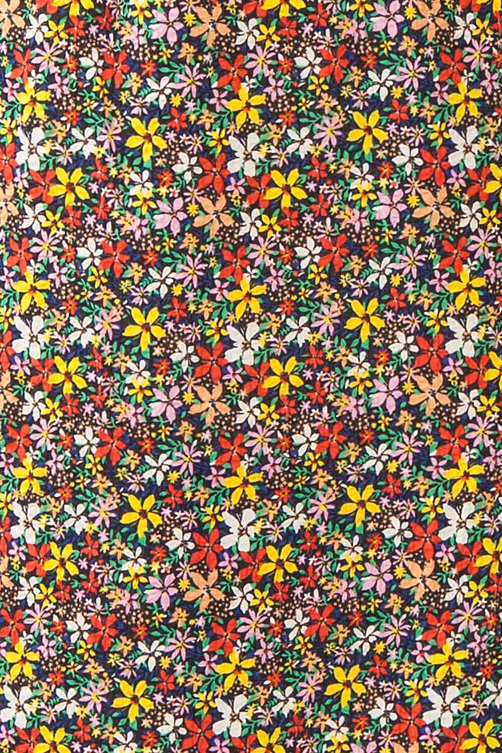 Syrniki Black Floral Midi Dress w/ Puff Sleeves| Boutique 1861 fabric