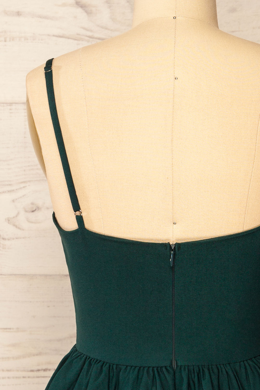 Tallemaja Green Short Tiered A-Line Dress | La Petite Garçonne back close-up