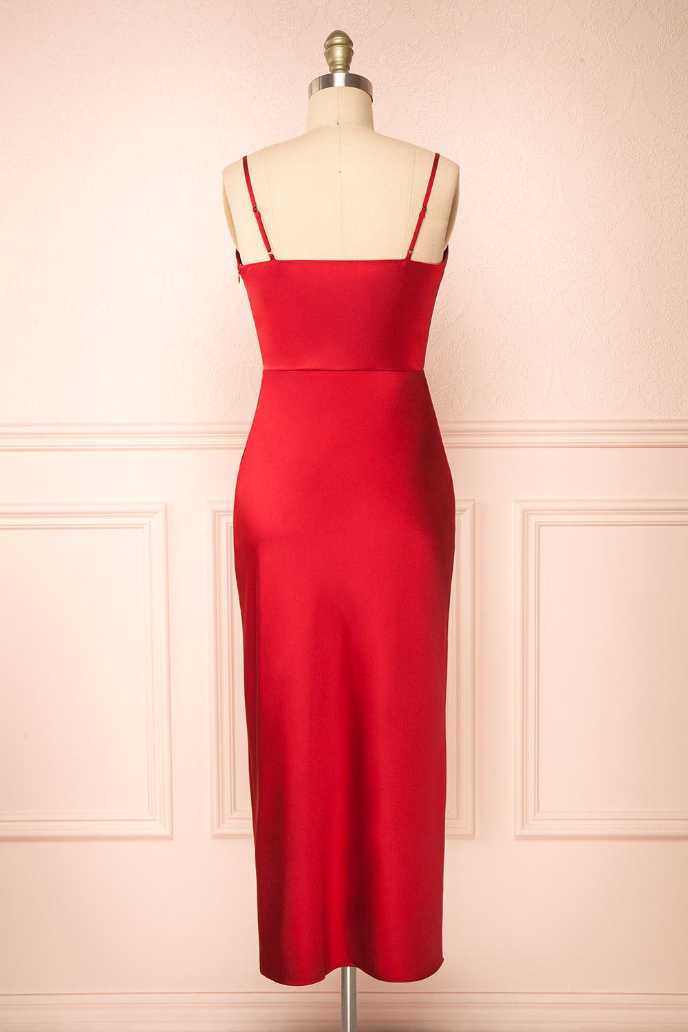 Tarah Midi Cowl Neck Satin Dress | Boutique 1861 back view