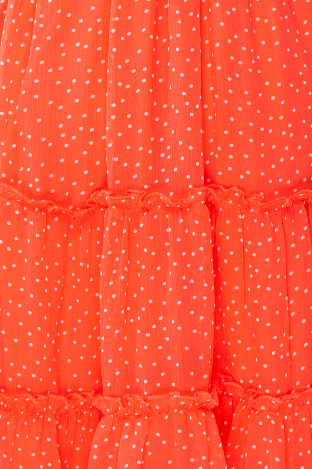 Taya Polka Dot Red Tiered Short Dress w/ Buttons | Boutique 1861 fabric