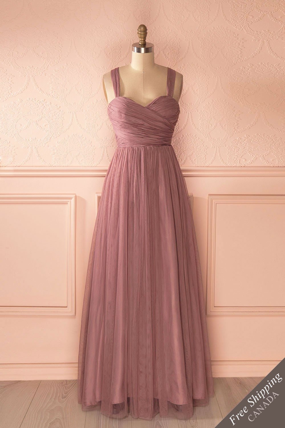 Nattie Mauve - Maxi purple tulle prom dress