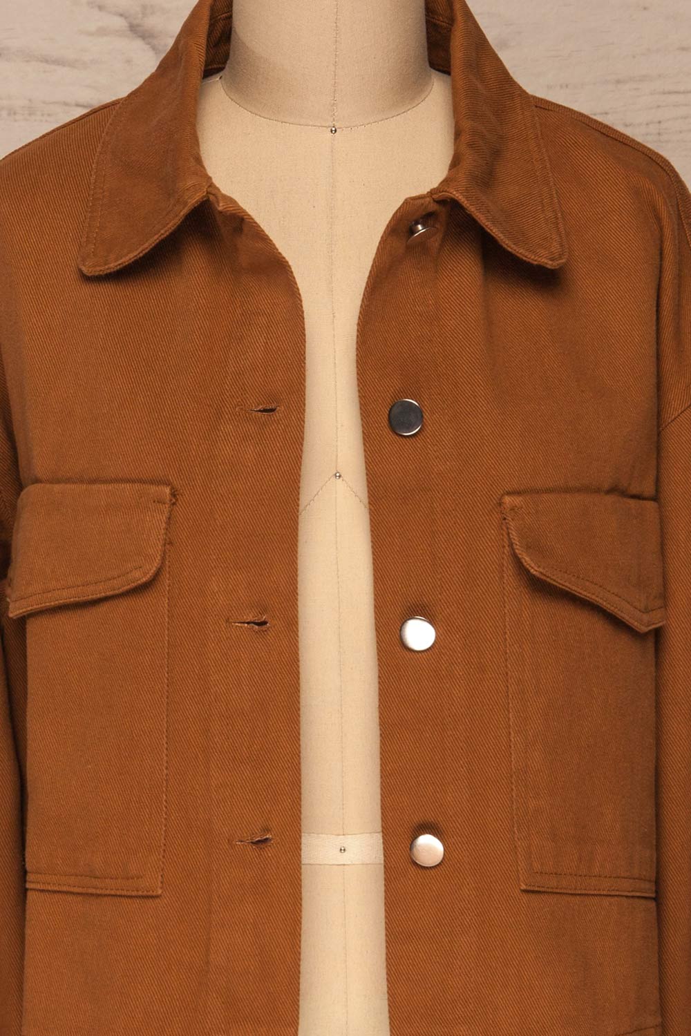 Ternopil Brown Trucker Jacket | Veste | La Petite Garçonne front close-up open
