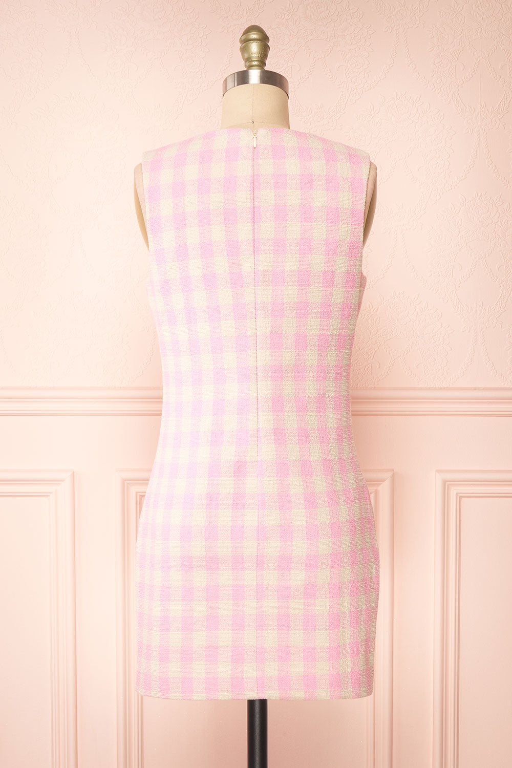 Thais Short Pink Tweed Dress | Boutique 1861 back view