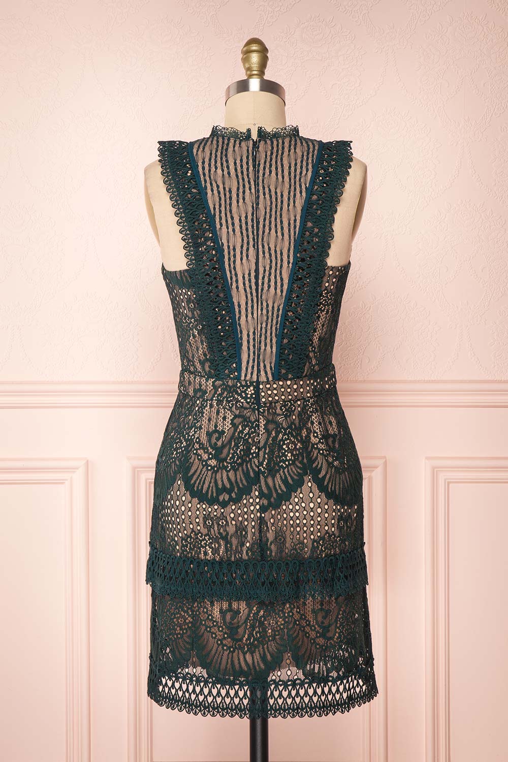 Theadora Green Lace Dress | Robe Cocktail | Boutique 1861 back view