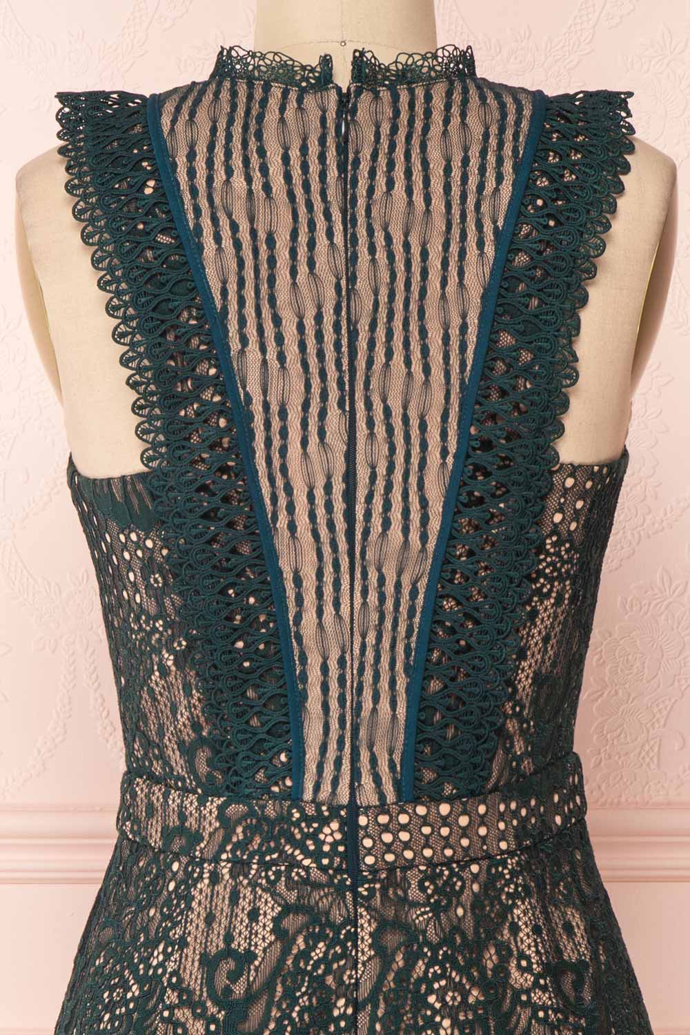 Theadora Green Lace Dress | Robe Cocktail | Boutique 1861 back close-up