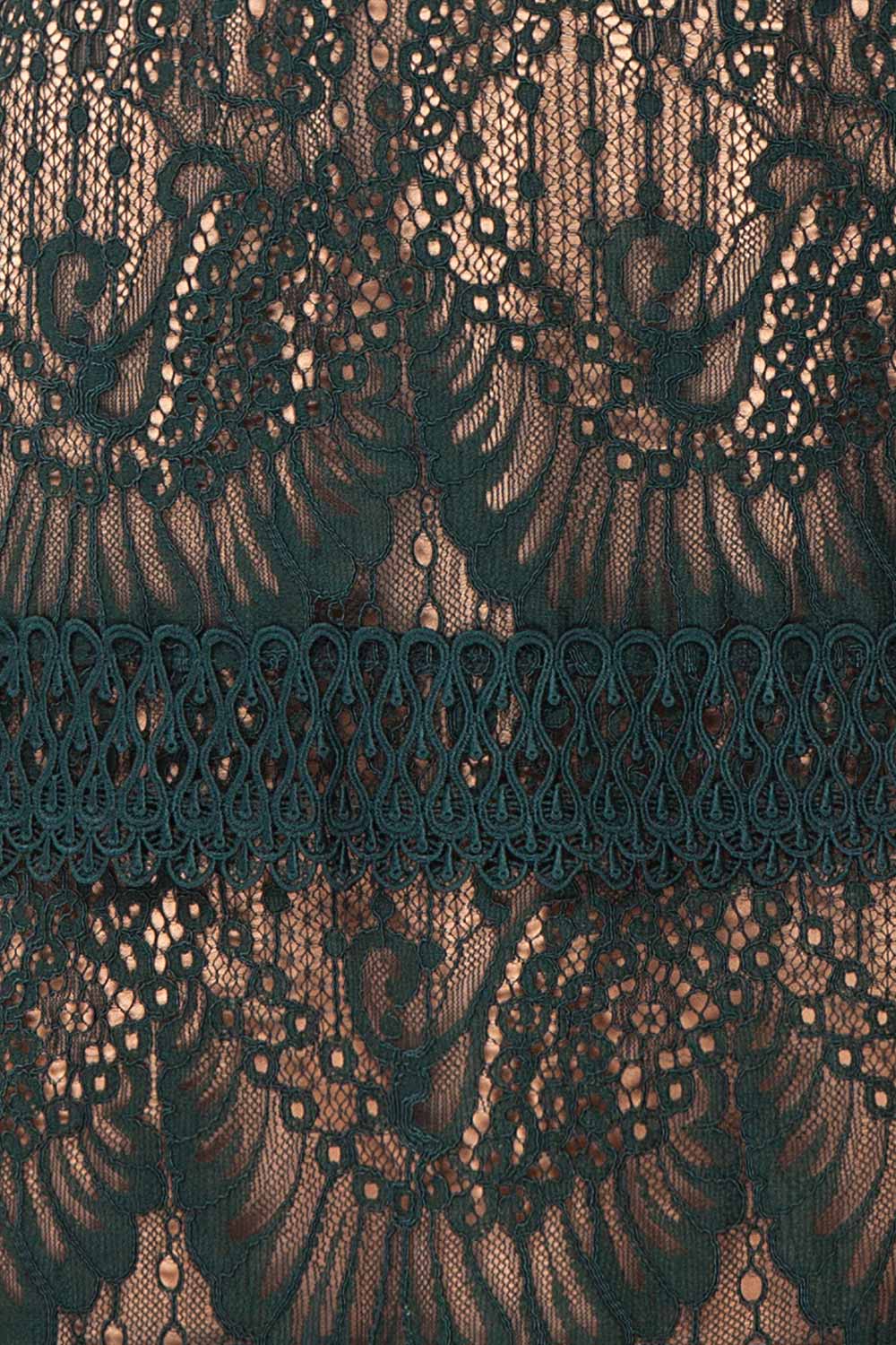 Theadora Green Lace Dress | Robe Cocktail | Boutique 1861 fabric detail