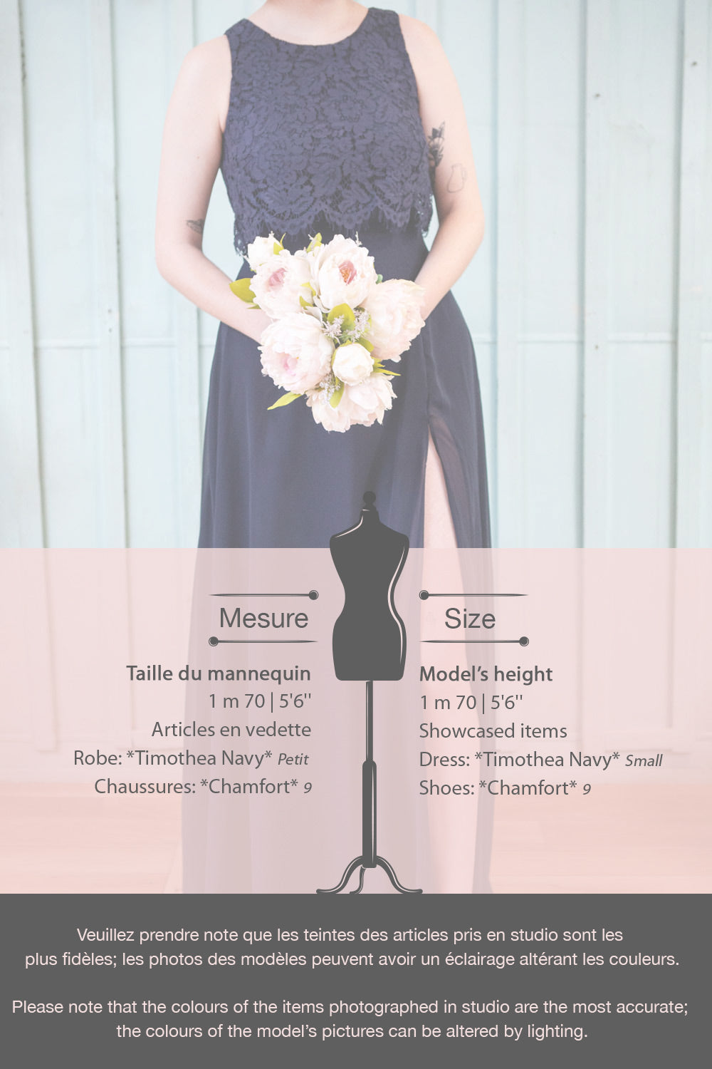 Timothea Navy Blue Maxi Dress w/ Lace Top | Boutique 1861 fiche