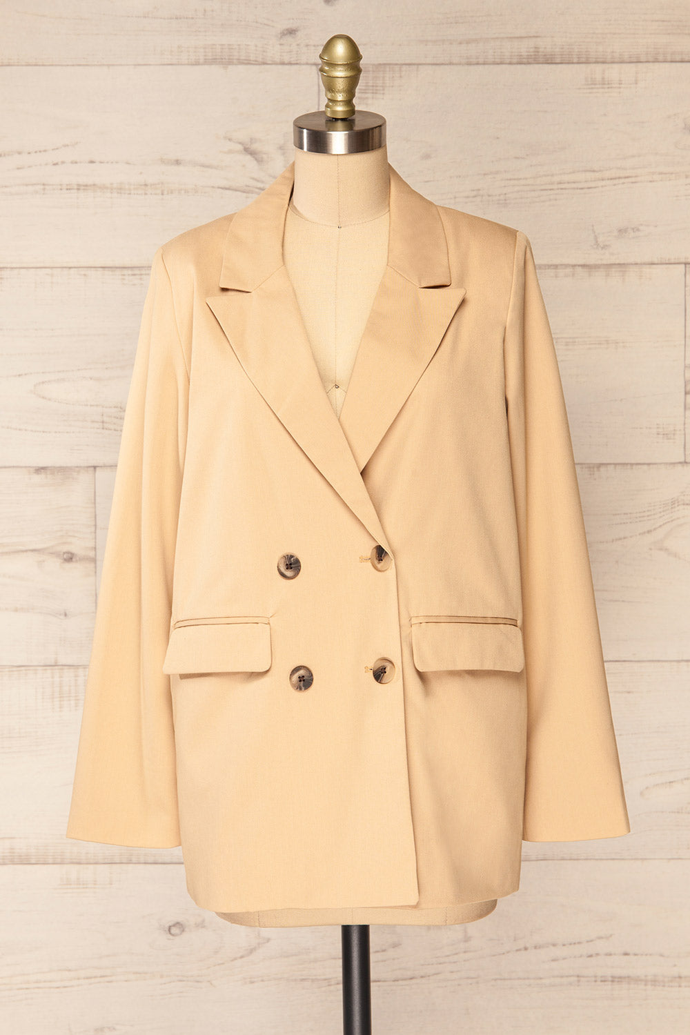 Toledo Beige Oversized Blazer w/ Pockets | La petite garçonne front view
