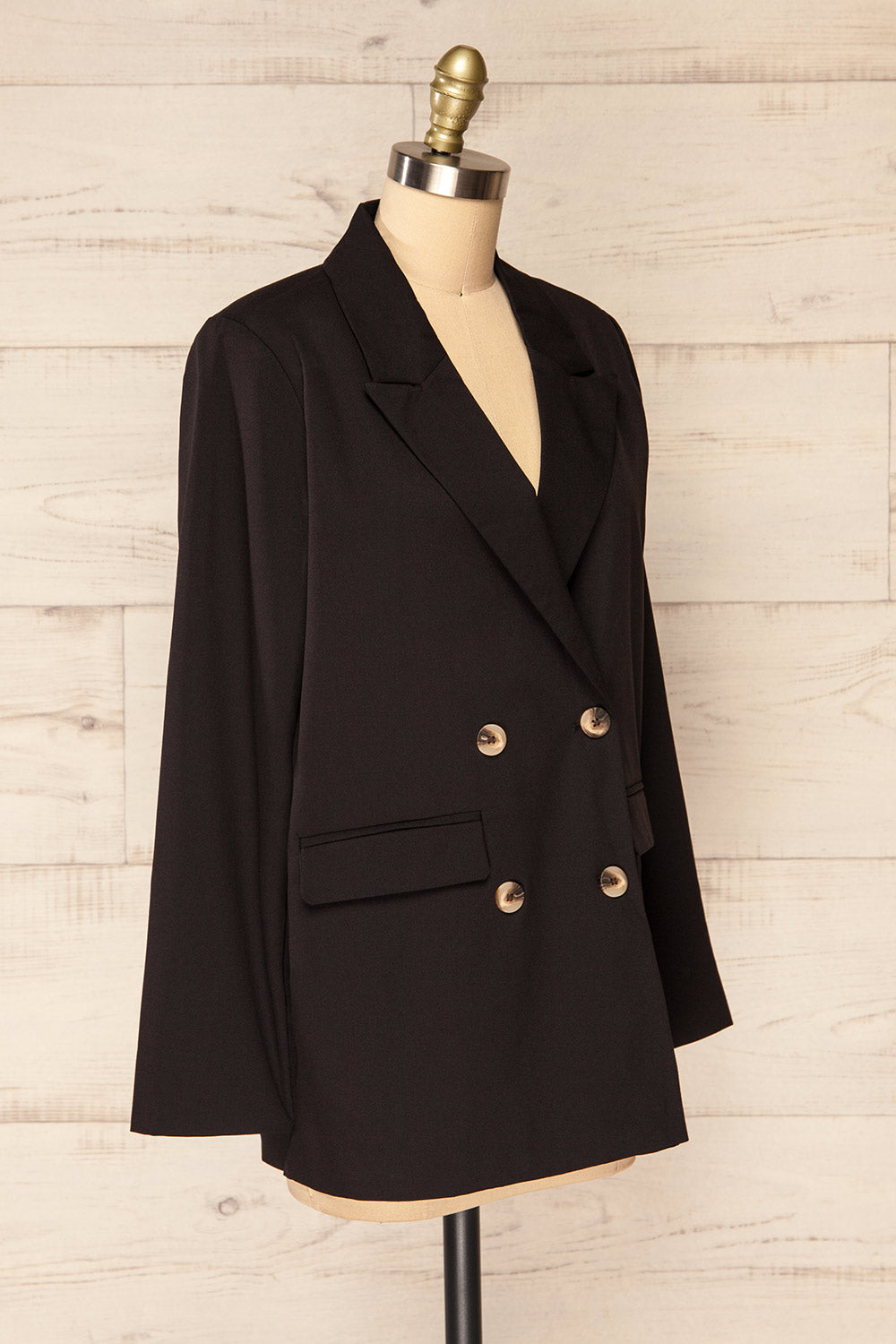 Toledo Black Oversized Blazer w/ Pockets | La petite garçonne side view