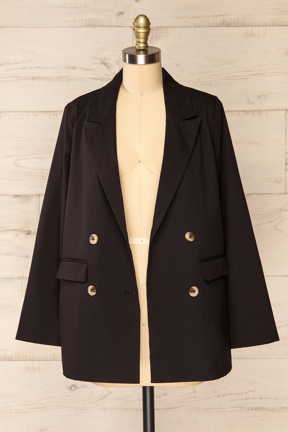 Toledo Black Oversized Blazer w/ Pockets | La petite garçonne open view
