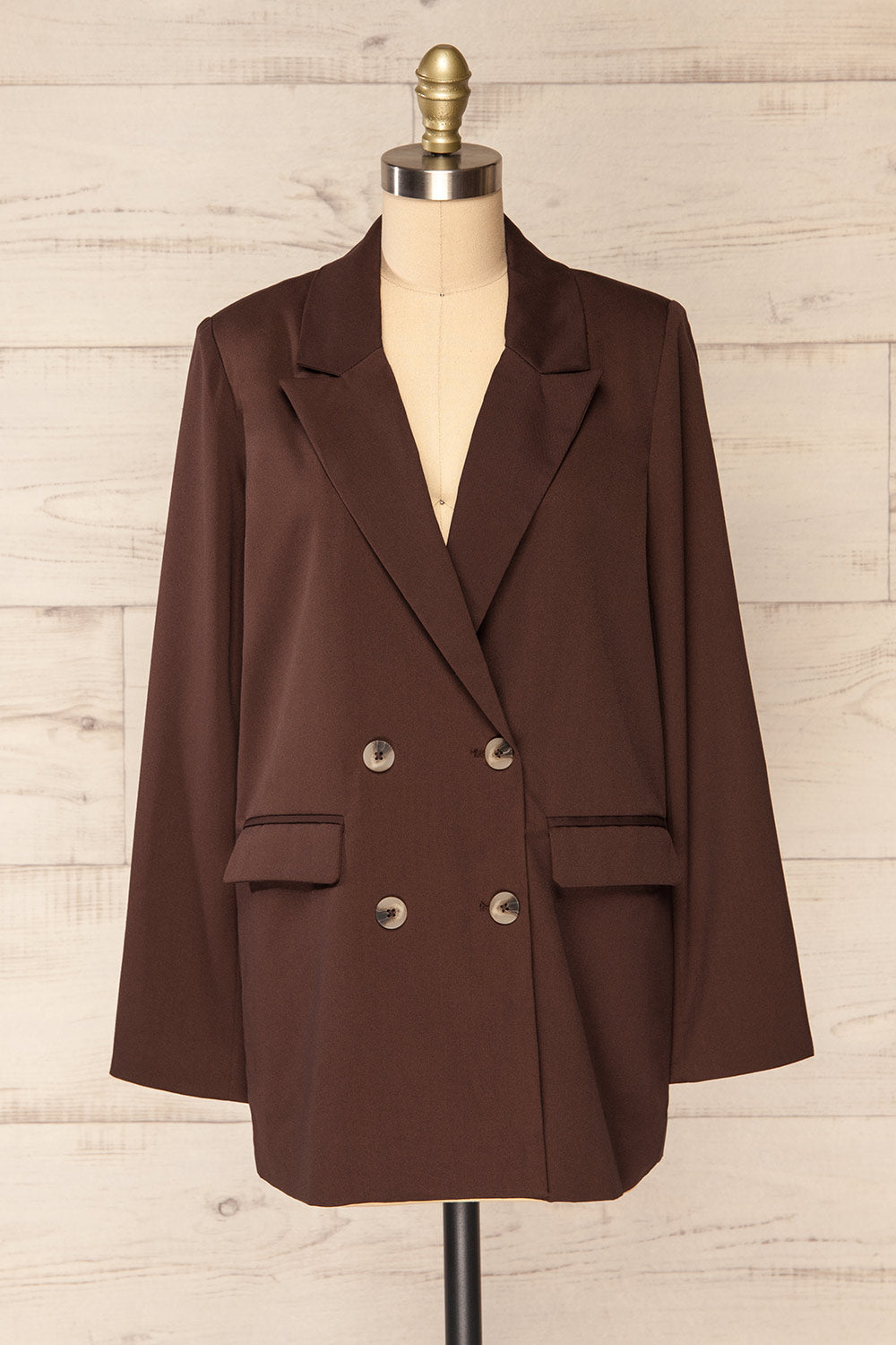 Toledo Brown | Oversized Blazer w/ Pockets front view