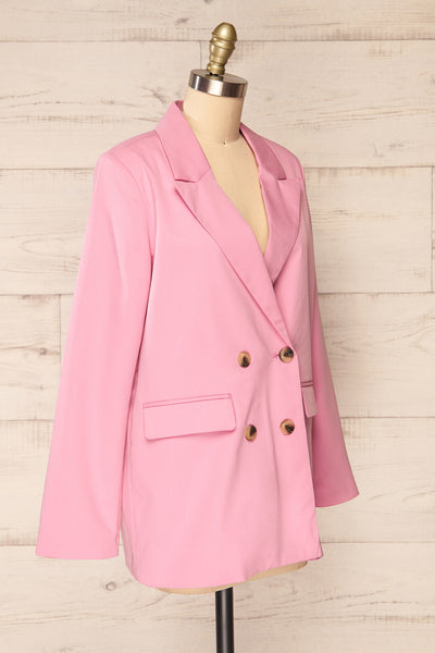 Toledo Pink Oversized Blazer w/ Pockets | La petite garçonne  side view