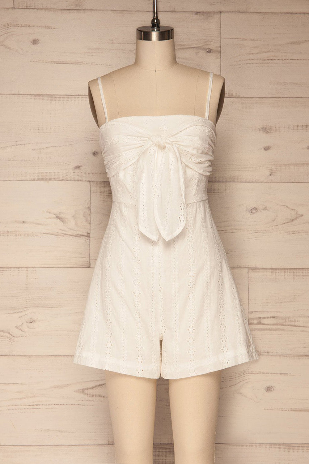 Tondella White Lace Openwork Romper | La petite garçonne