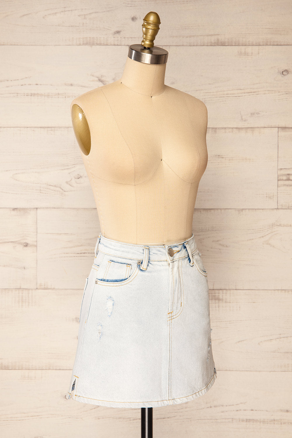 Torremolinos Washed Light Blue High-Waisted Skirt side view
