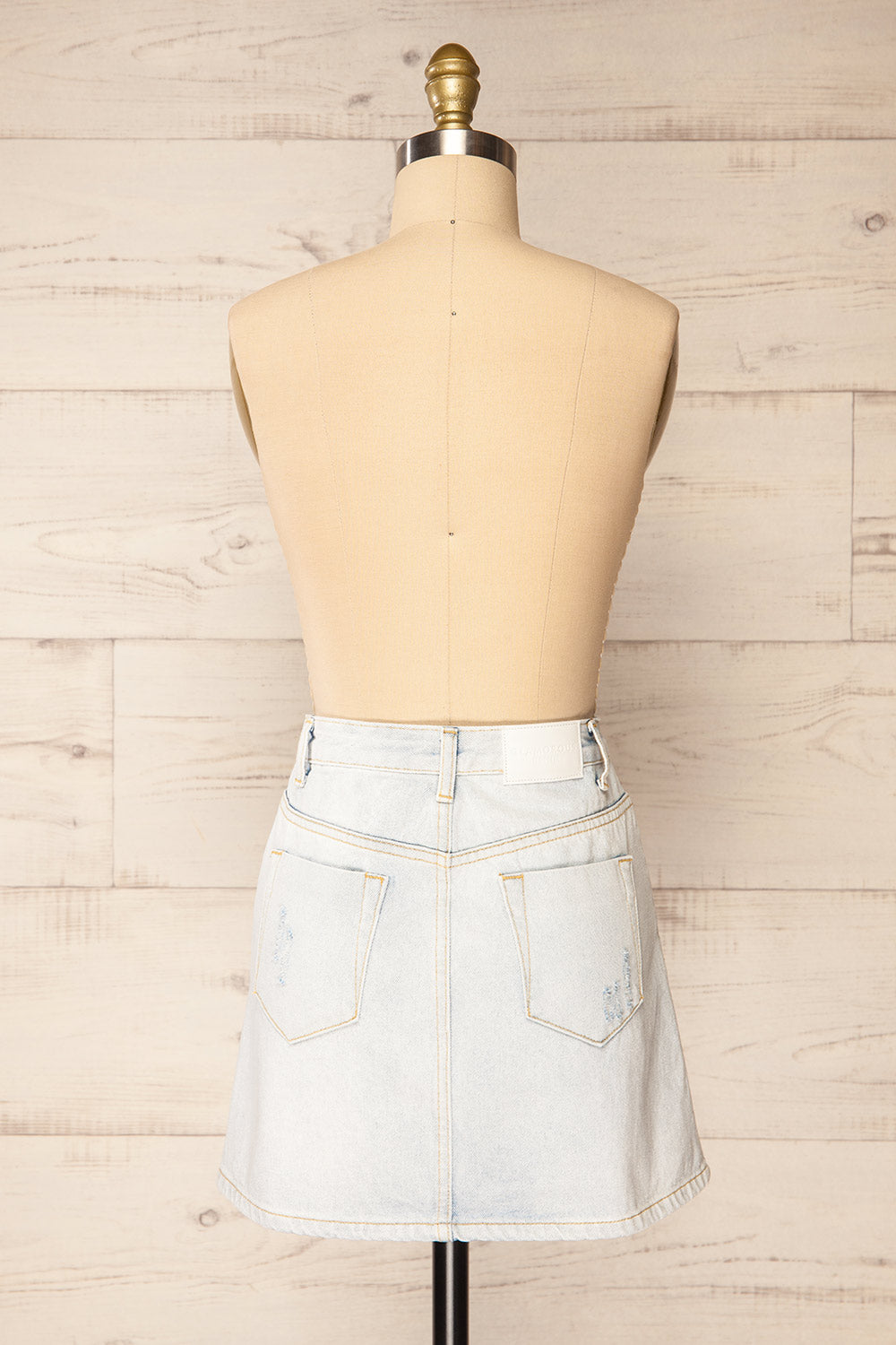 Torremolinos Washed Light Blue High-Waisted Skirt back view