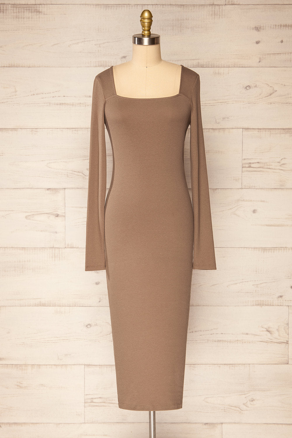 Torretta Ribbed Fitted Midi Dress | La petite garçonne front view
