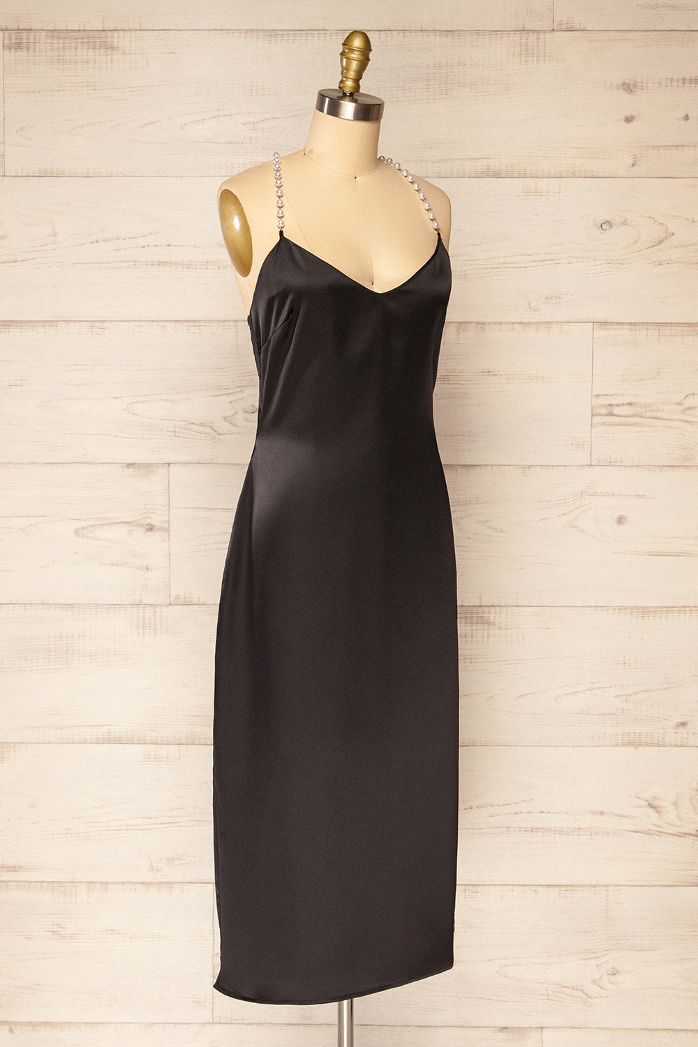 Torrevieja Midi Slip Dress w/ Pearl Straps | La petite garçonne side view