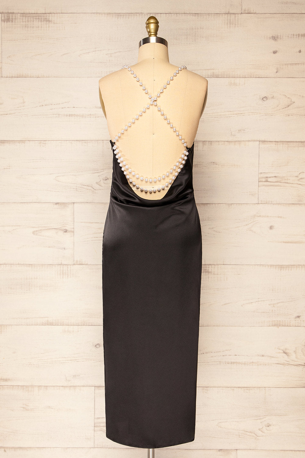 Torrevieja Midi Slip Dress w/ Pearl Straps | La petite garçonne back view
