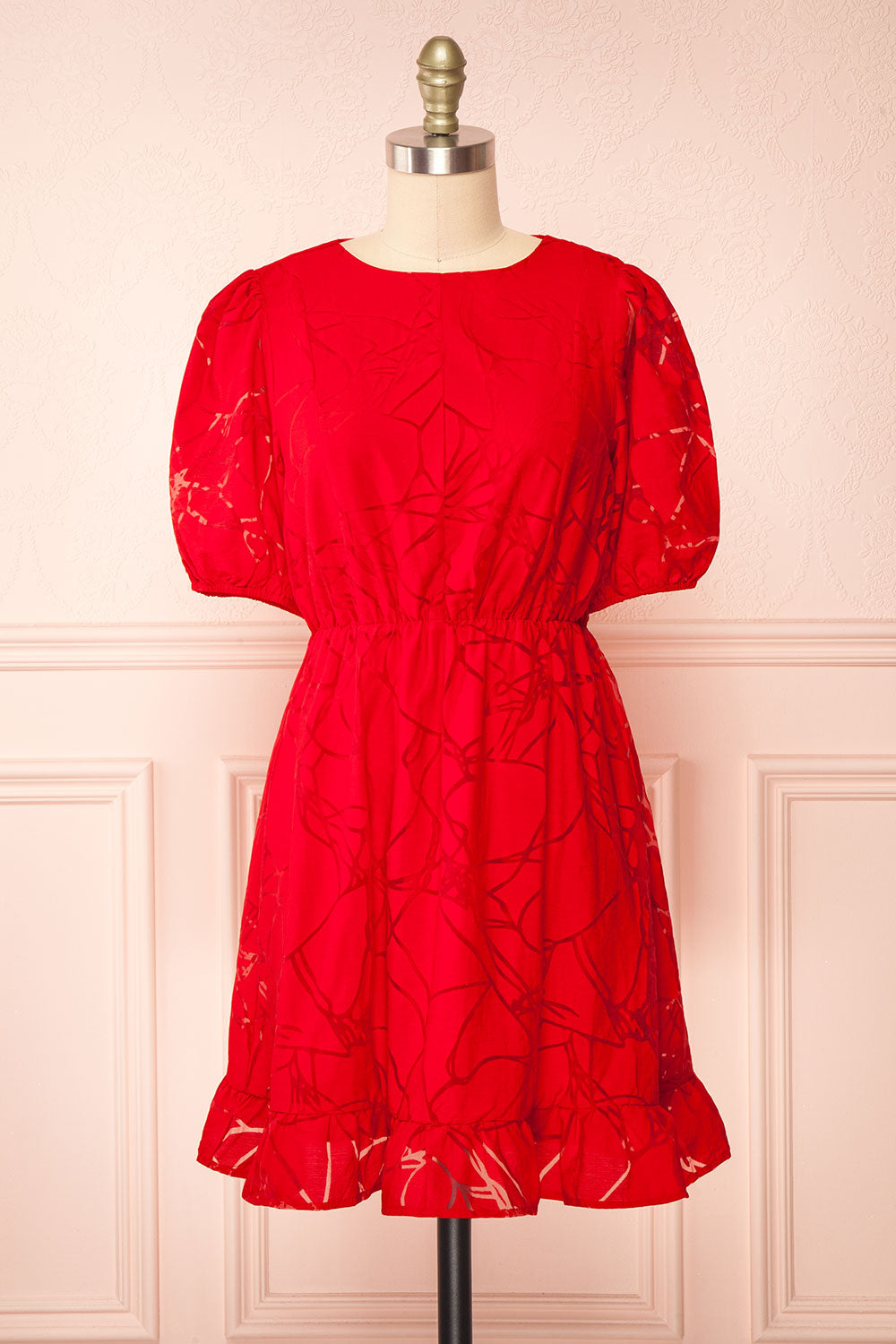 Tracy Short Red Dress w/ Heart Shaped Open Back | Boutique 1861 front view