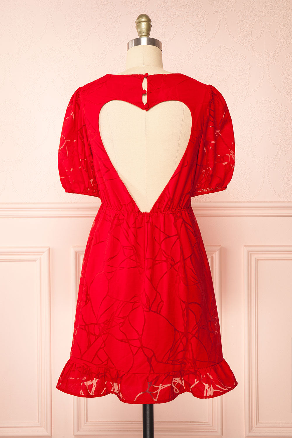 Tracy Short Red Dress w/ Heart Shaped Open Back | Boutique 1861 back view
