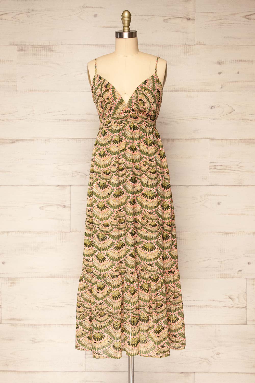 Trapanice Floral Patterned V-Neck Midi Dress | La petite garçonne front view