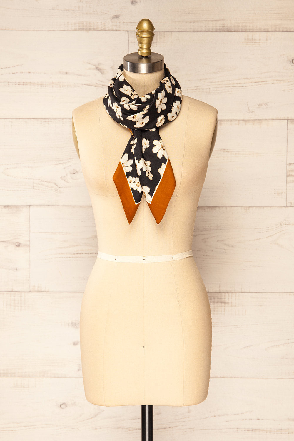 Trelleborg Navy Floral Satin Scarf | La petite garçonne front