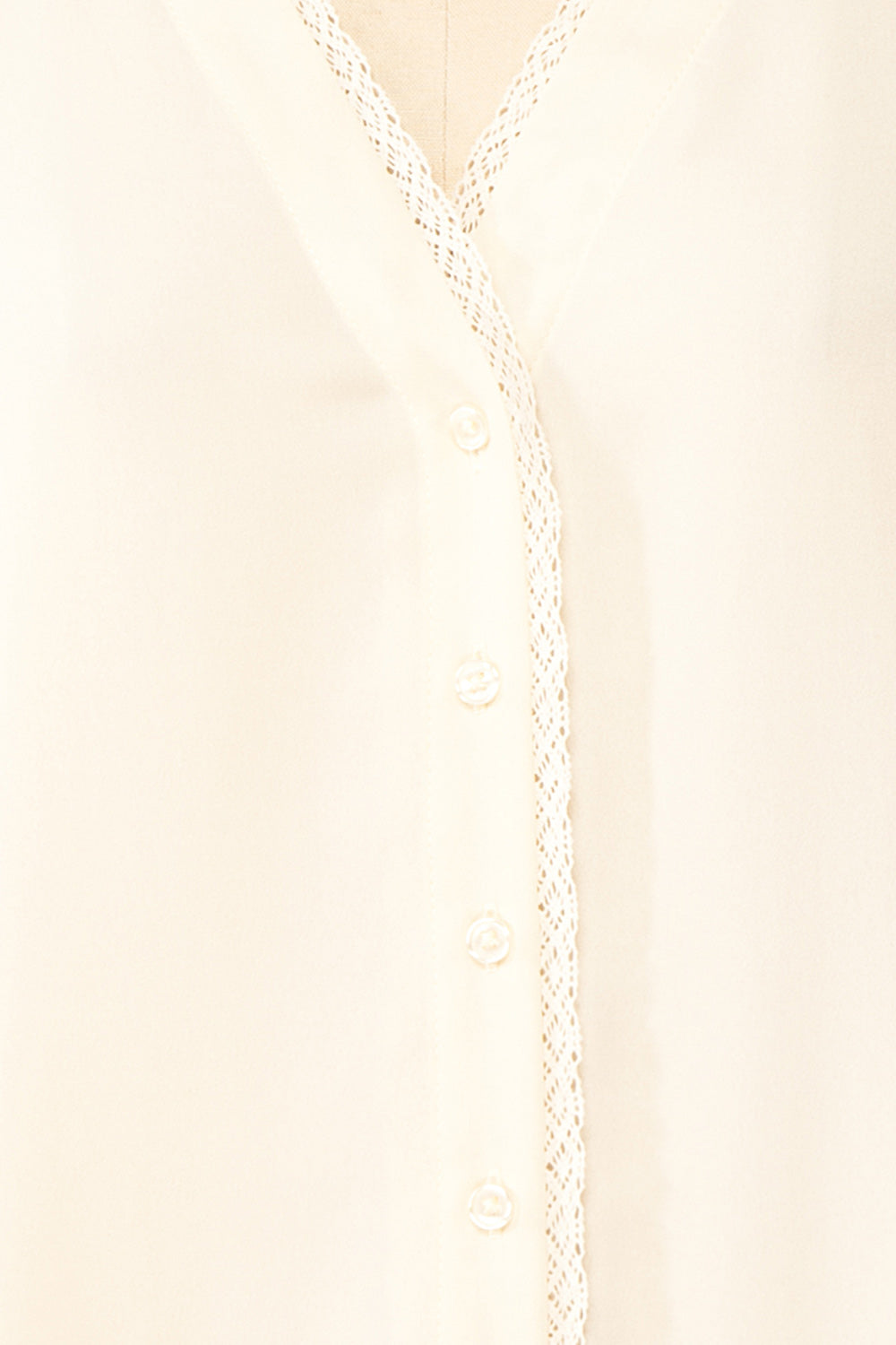 Tuleric Beige Button-up Blouse w/ Lace Detailing | Boutique 1861 fabric