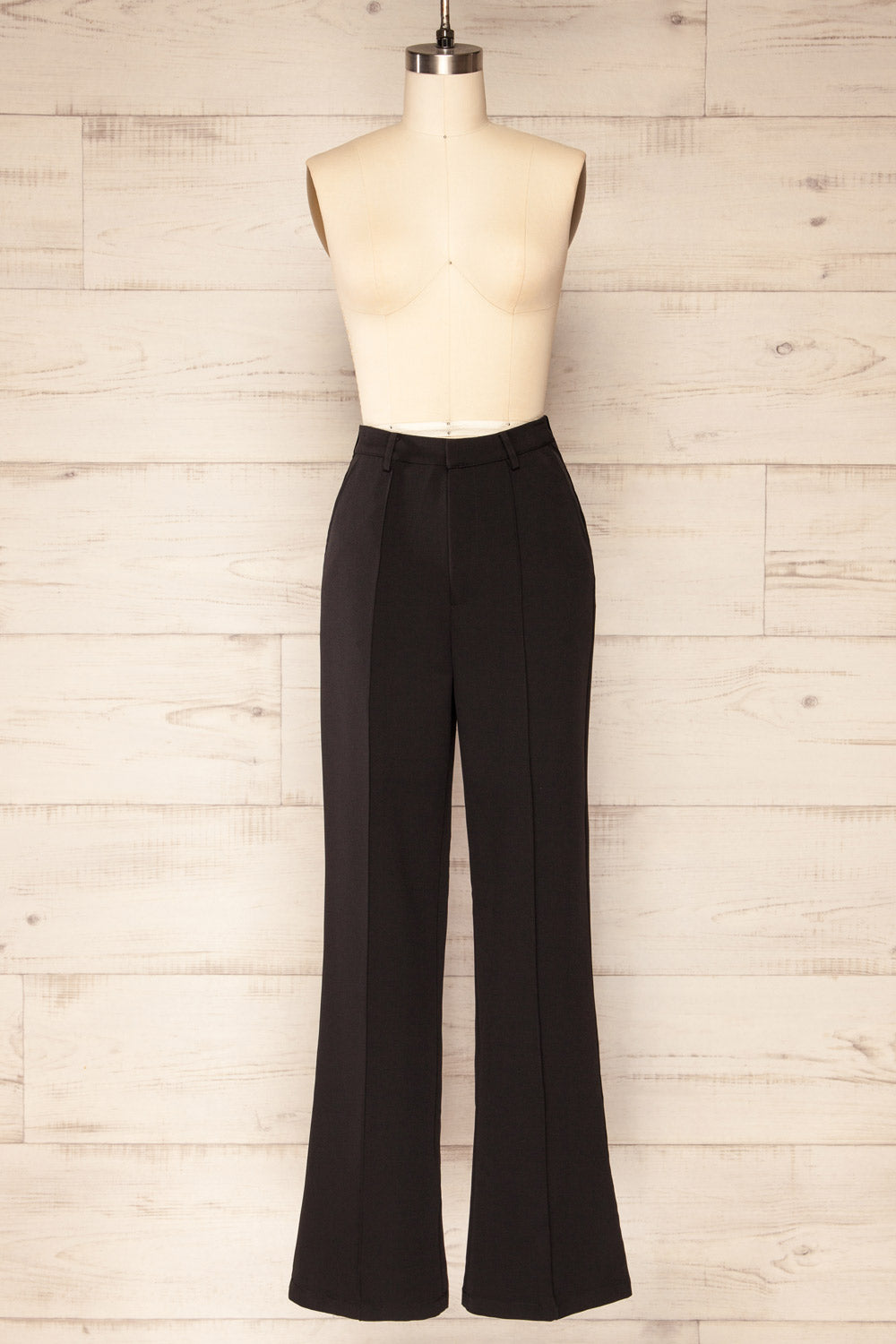 Turbine Black Solid Stitch Straight Leg Trousers | La petite garçonne frton view