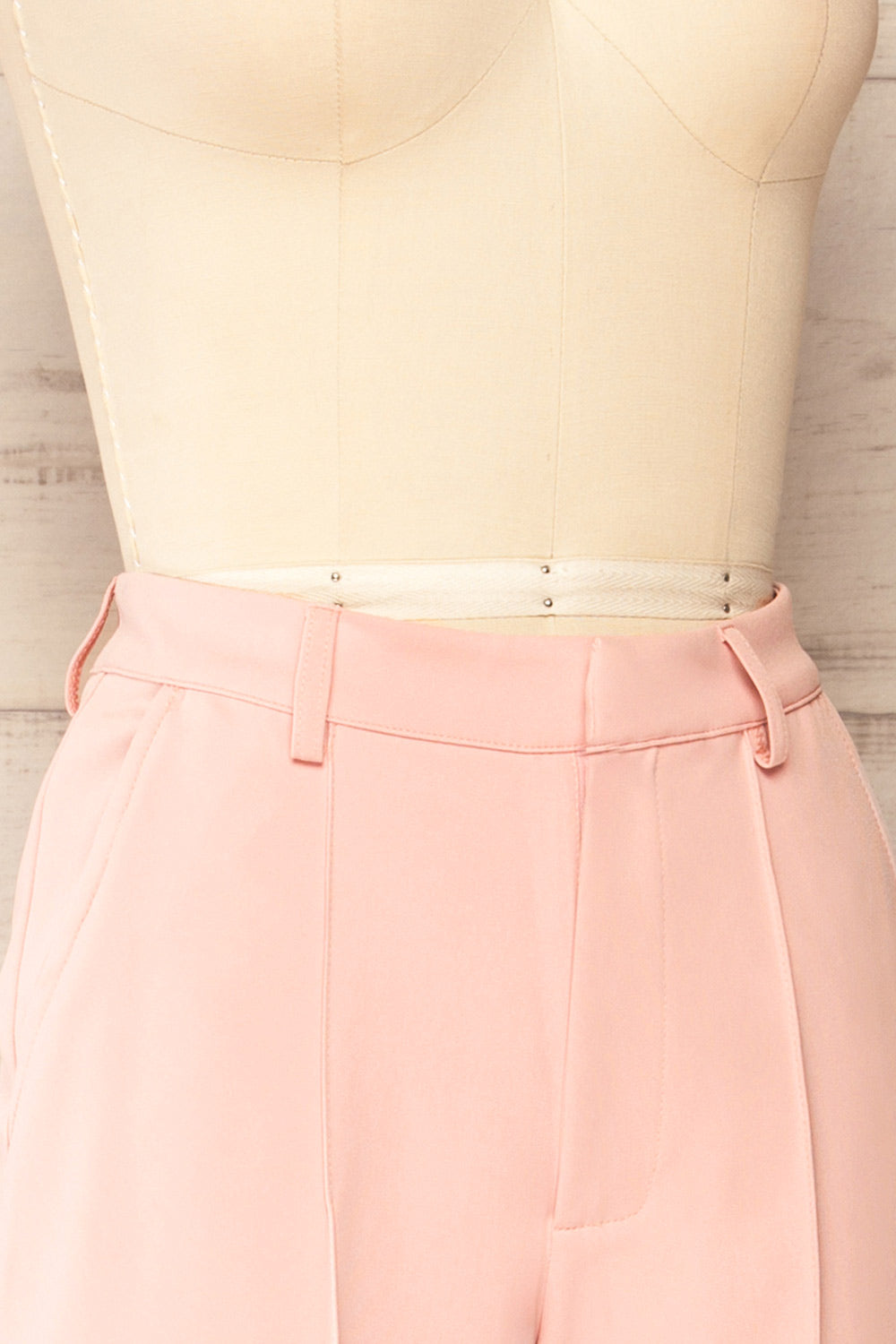 Turbine Pink Solid Stitch Straight Leg Trousers | La petite garçonne side close-up