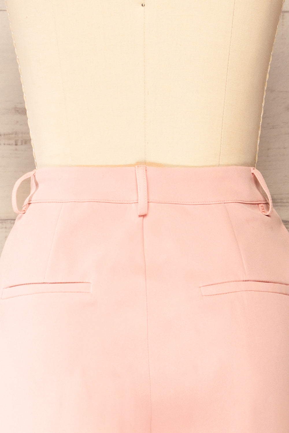 Turbine Pink Solid Stitch Straight Leg Trousers | La petite garçonne back close-up