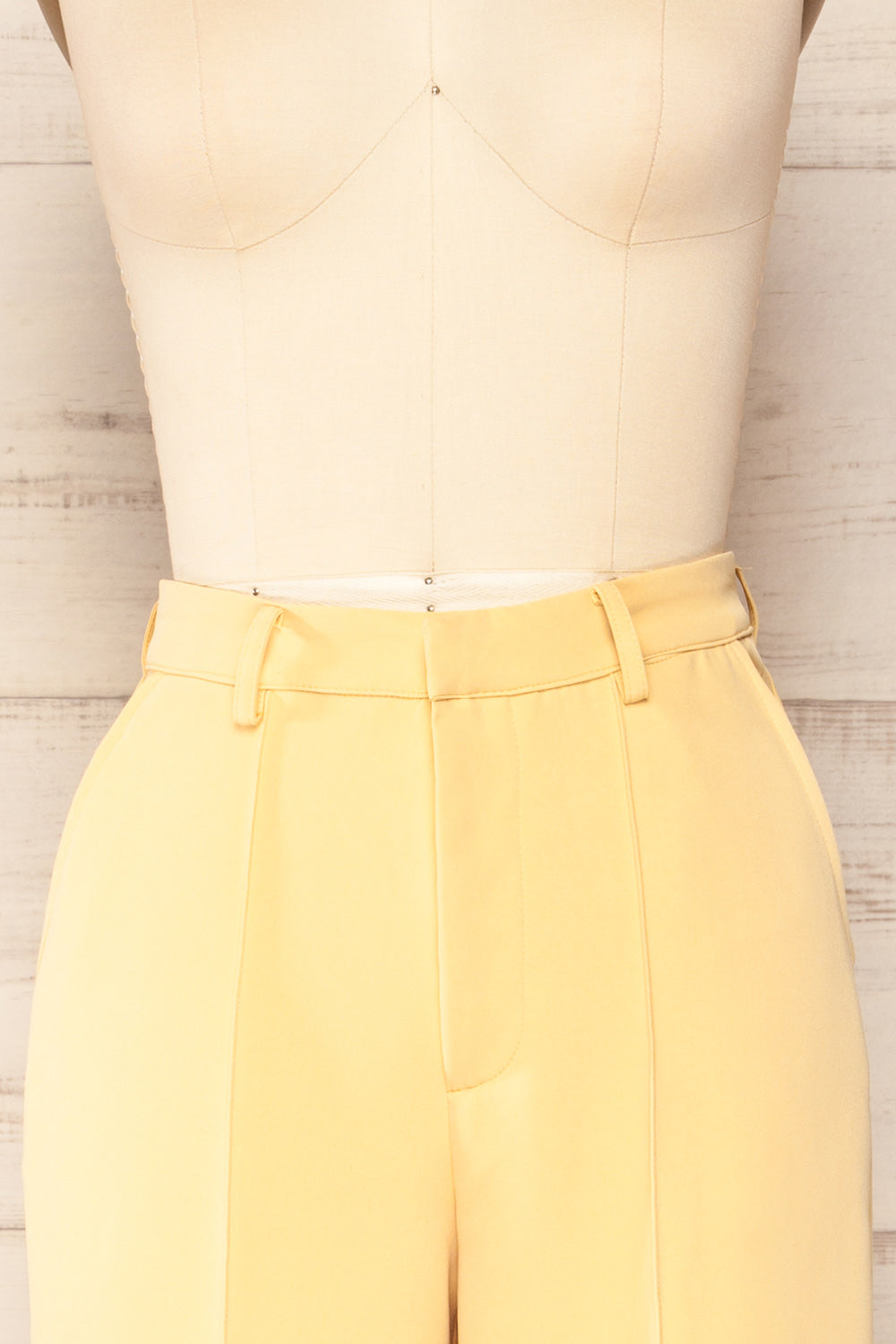Turbine Yellow Solid Stitch Straight Leg Trousers | La petite garçonne front close up