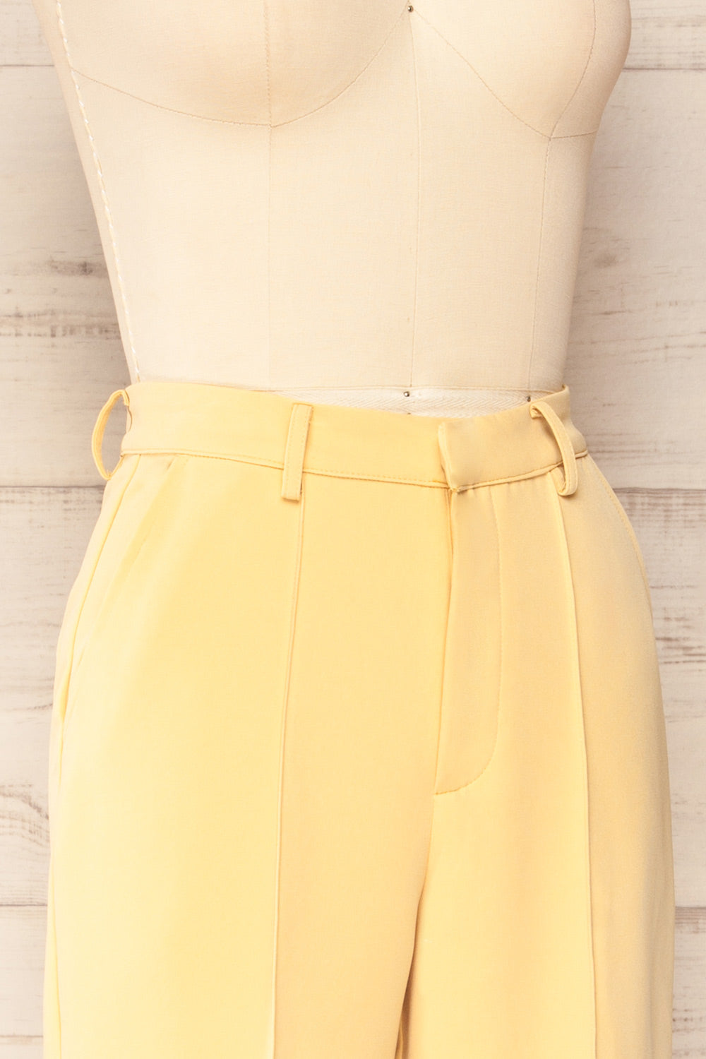 Turbine Yellow Solid Stitch Straight Leg Trousers | La petite garçonne side close up