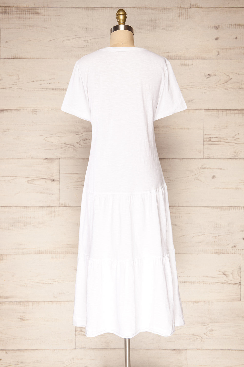 Turku White T-Shirt Dress with Frills | La petite garçonne back view
