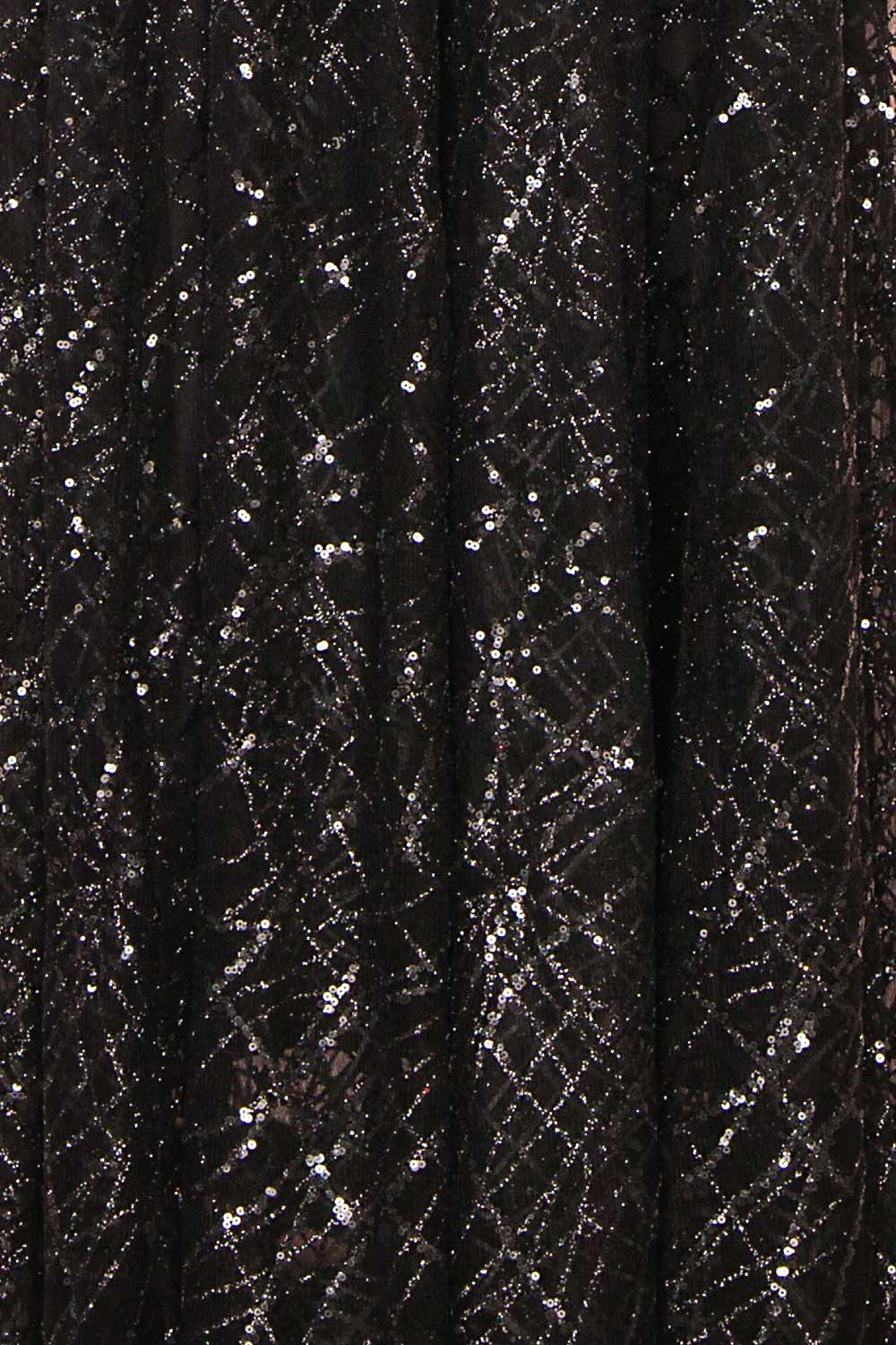 Tyffen Black Sequin Gown with Plunging Neckline | Boutique 1861 texture