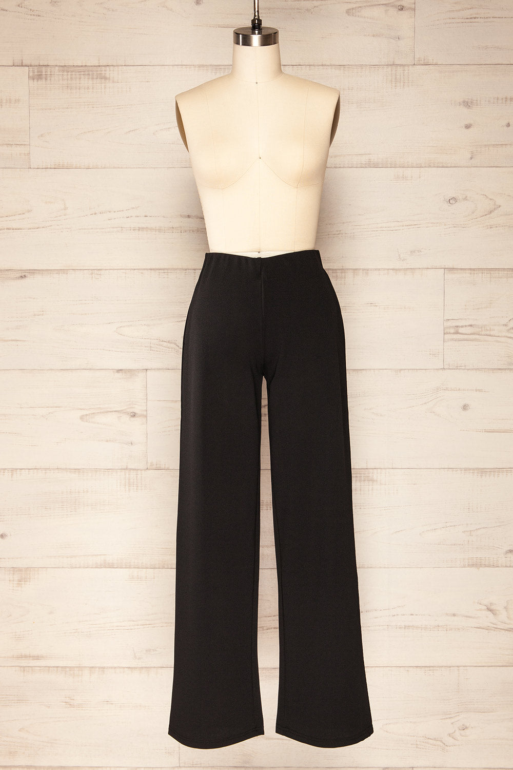 Ugine Black High-Waisted Flare Leg Pants | La petite garçonne front view