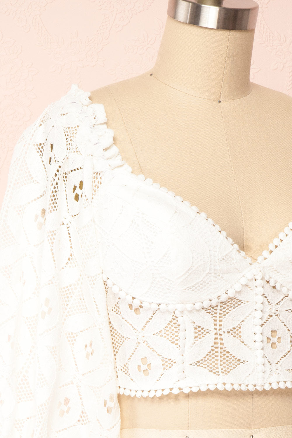 Ugoline Lace Sweetheart Neckline Cropped Top | Boutique 1861 - side close up