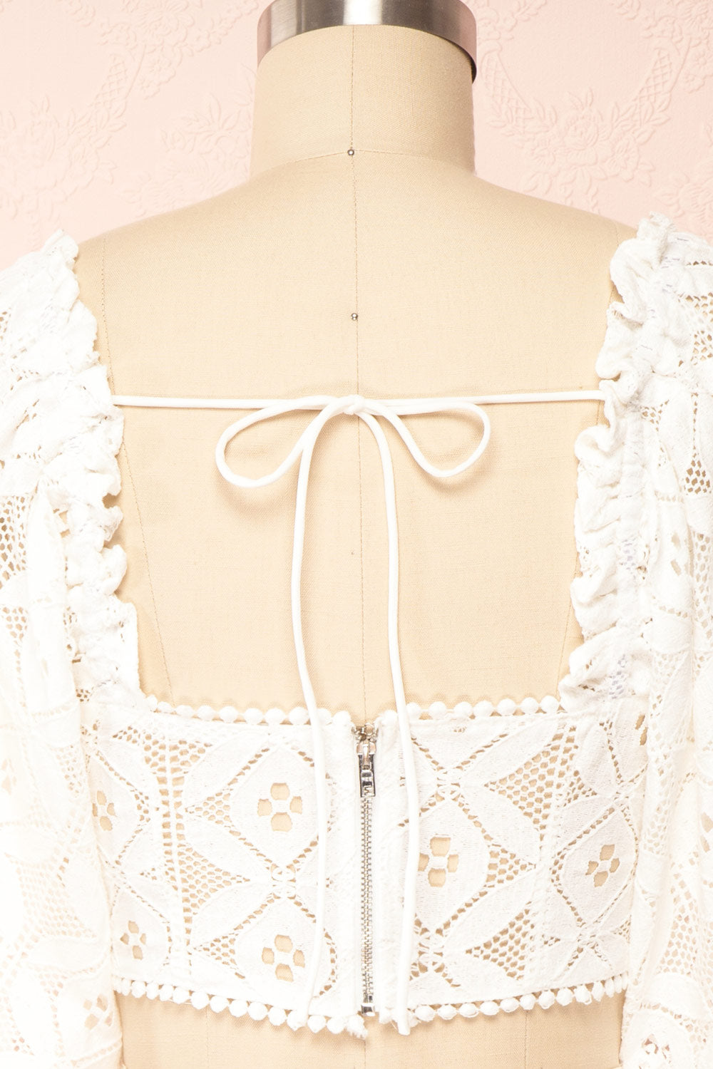 Ugoline Lace Sweetheart Neckline Cropped Top | Boutique 1861 - back close up