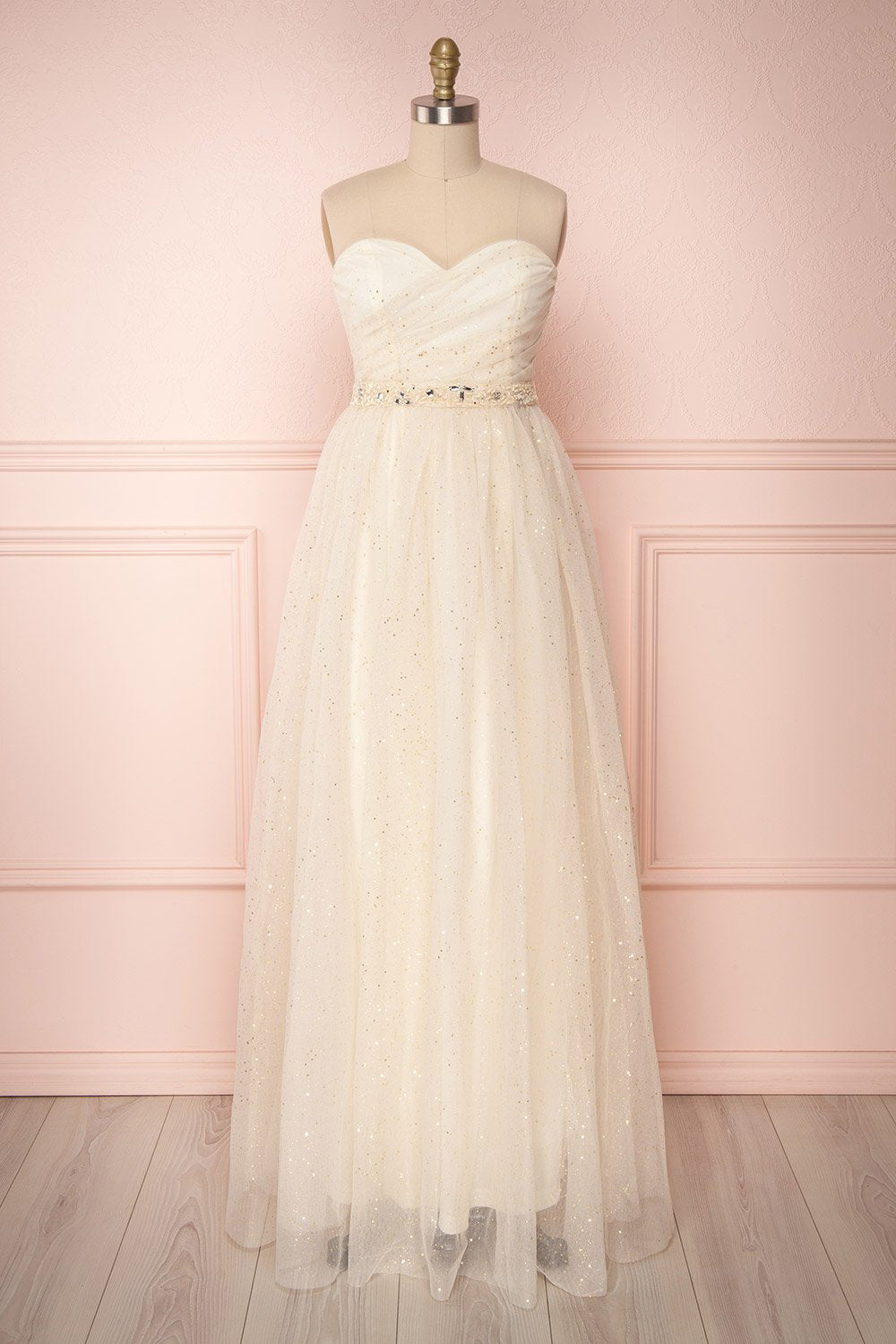Ukiha Day Cream Tulle A-Line Maxi Dress | Boutique 1861