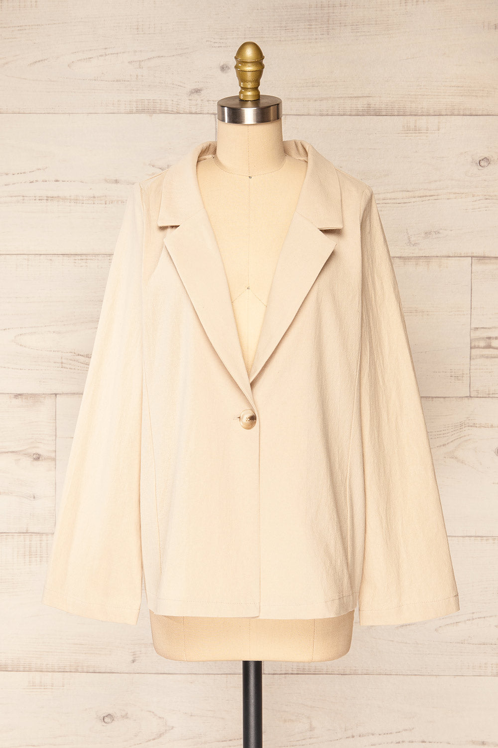 Ummari Cream Faux-Linen Blazer | La petite garçonne front view