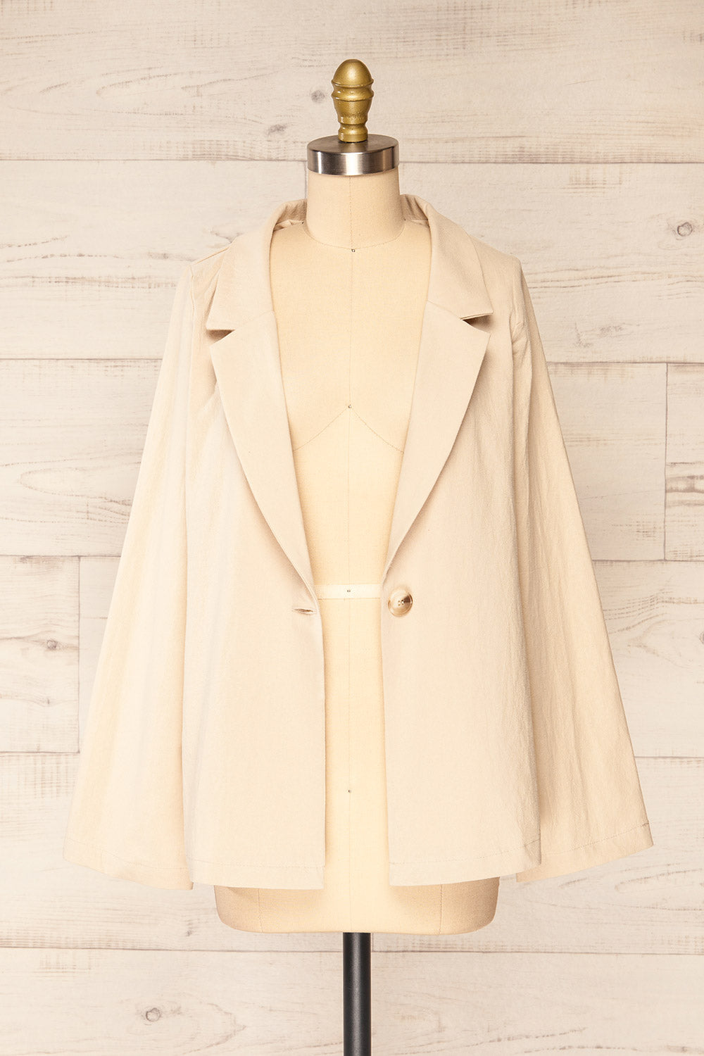 Ummari Cream Faux-Linen Blazer | La petite garçonne open view