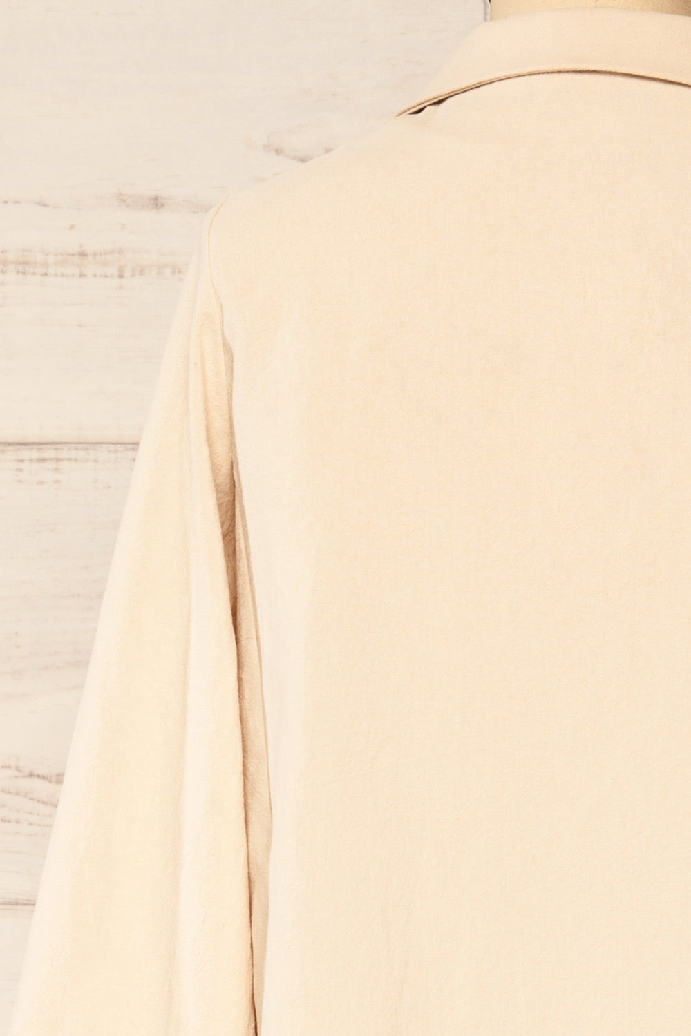 Ummari Cream Faux-Linen Blazer | La petite garçonne back close-up