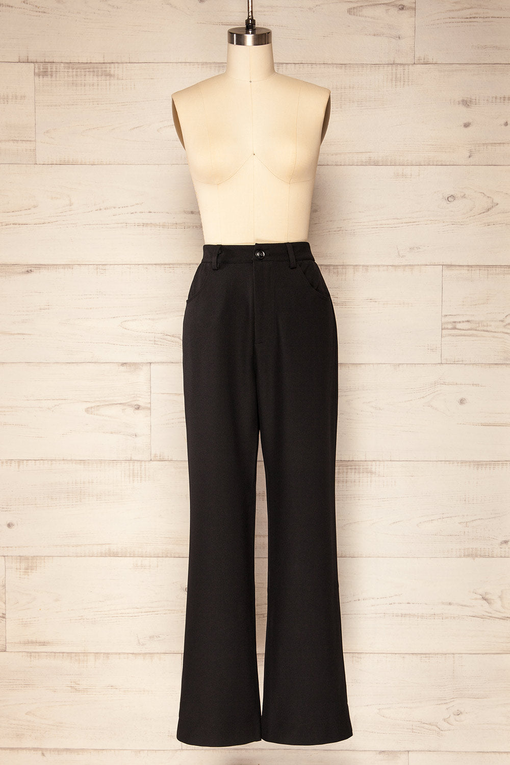 Urtige Black High-Waisted Wide Leg Pants | La petite garçonne front view