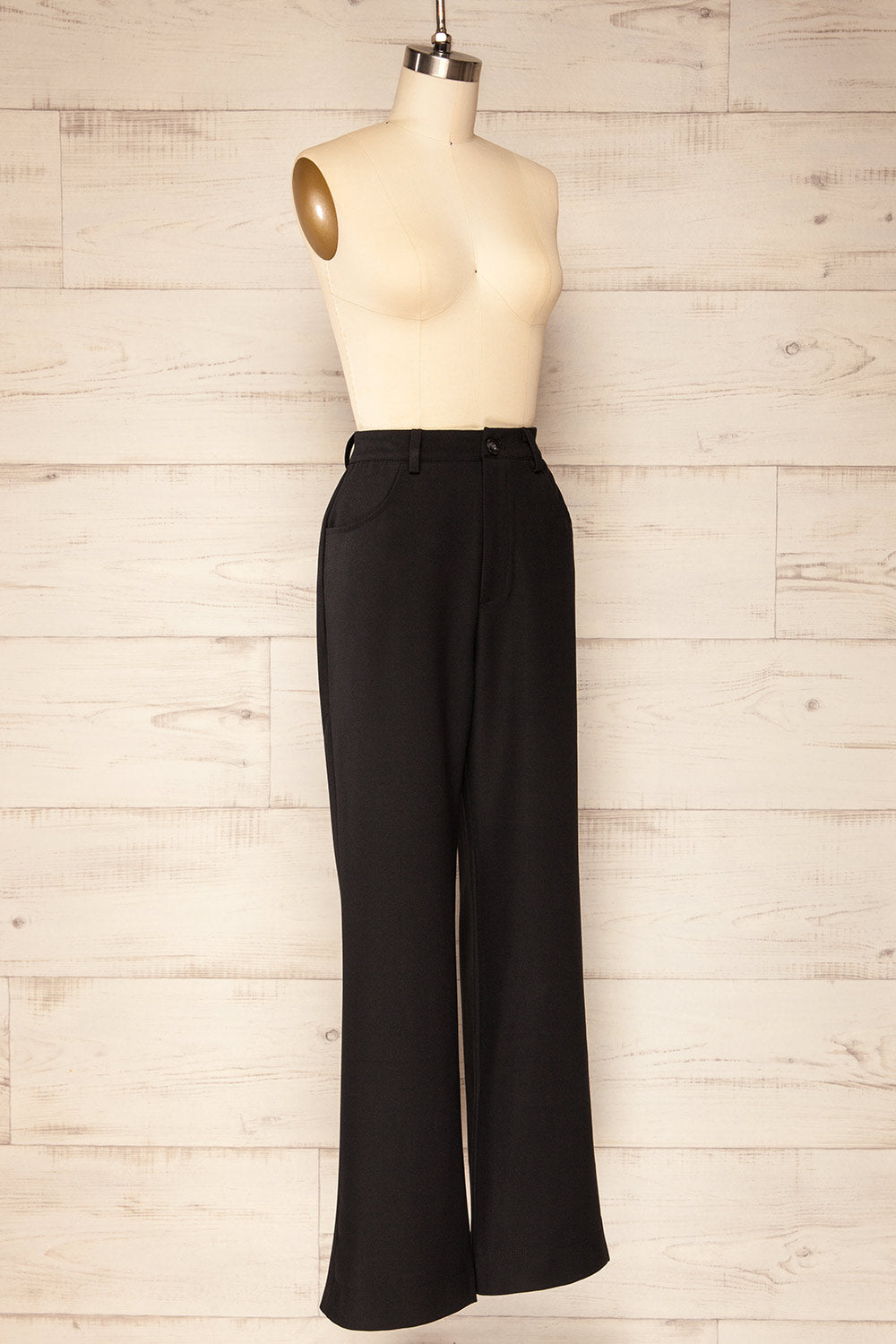 Urtige Black High-Waisted Wide Leg Pants | La petite garçonne side view