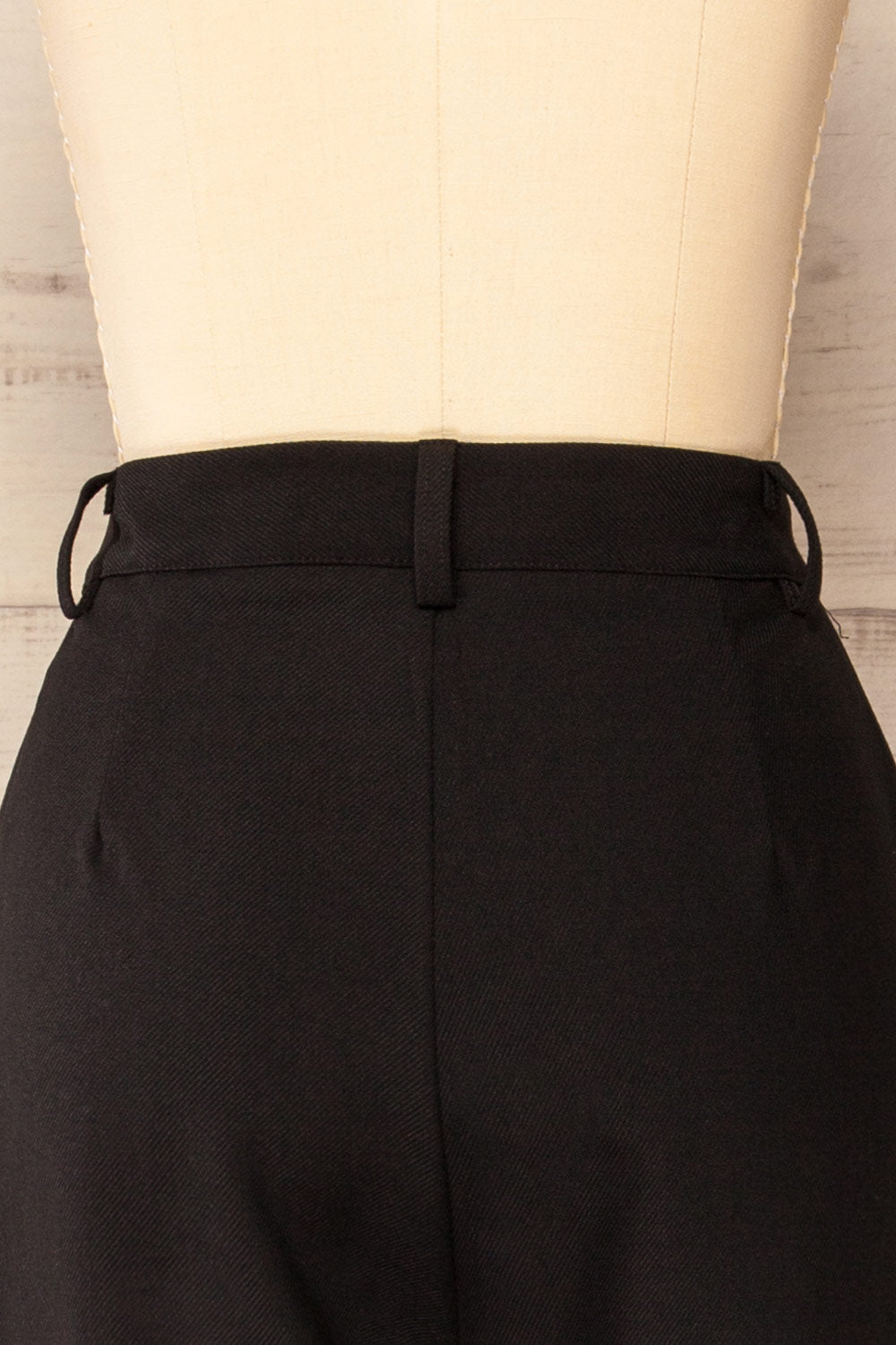 Urtige Black High-Waisted Wide Leg Pants | La petite garçonne back close-up