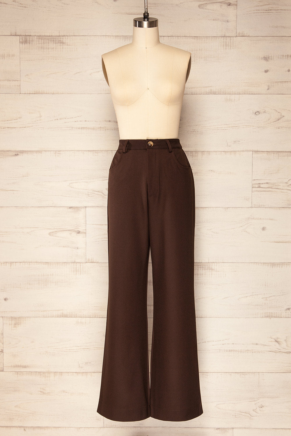 Urtige Brown High-Waisted Wide Leg Pants | La petite garçonne front view