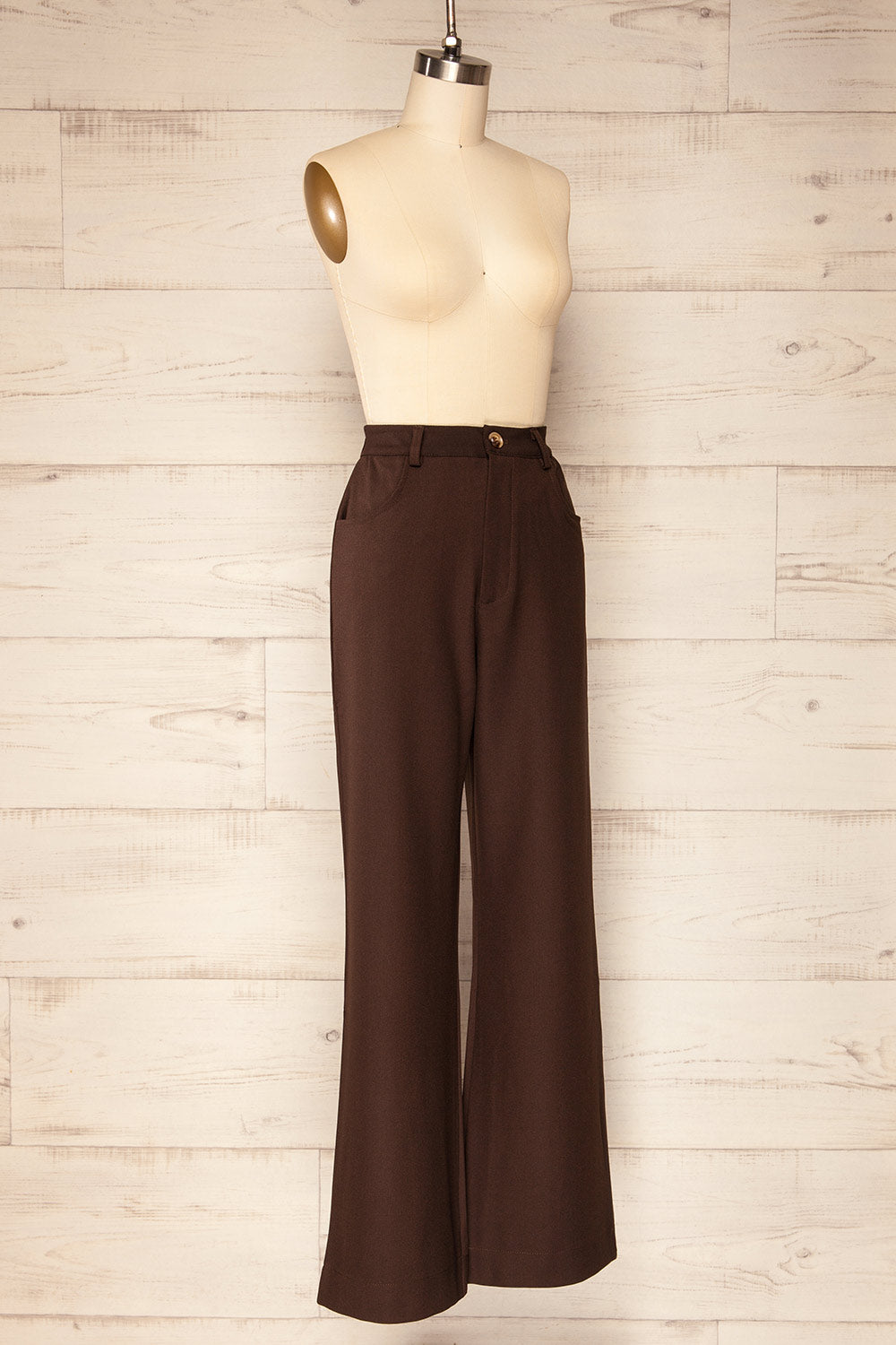 Urtige Brown High-Waisted Wide Leg Pants | La petite garçonne side view