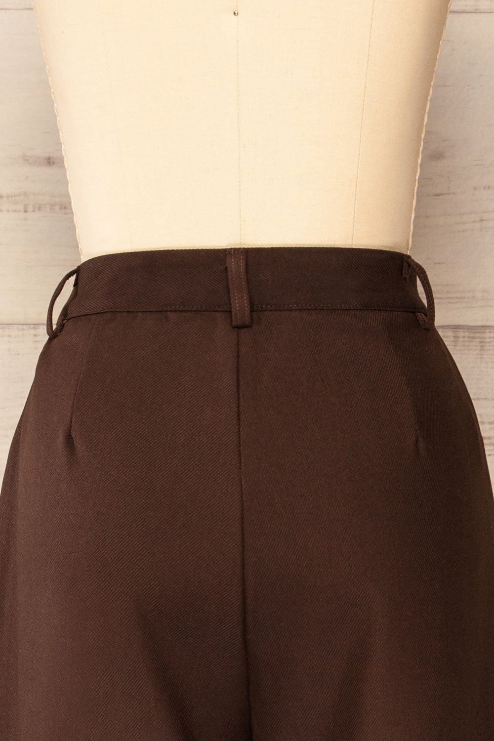 Urtige Brown High-Waisted Wide Leg Pants | La petite garçonne back close-up