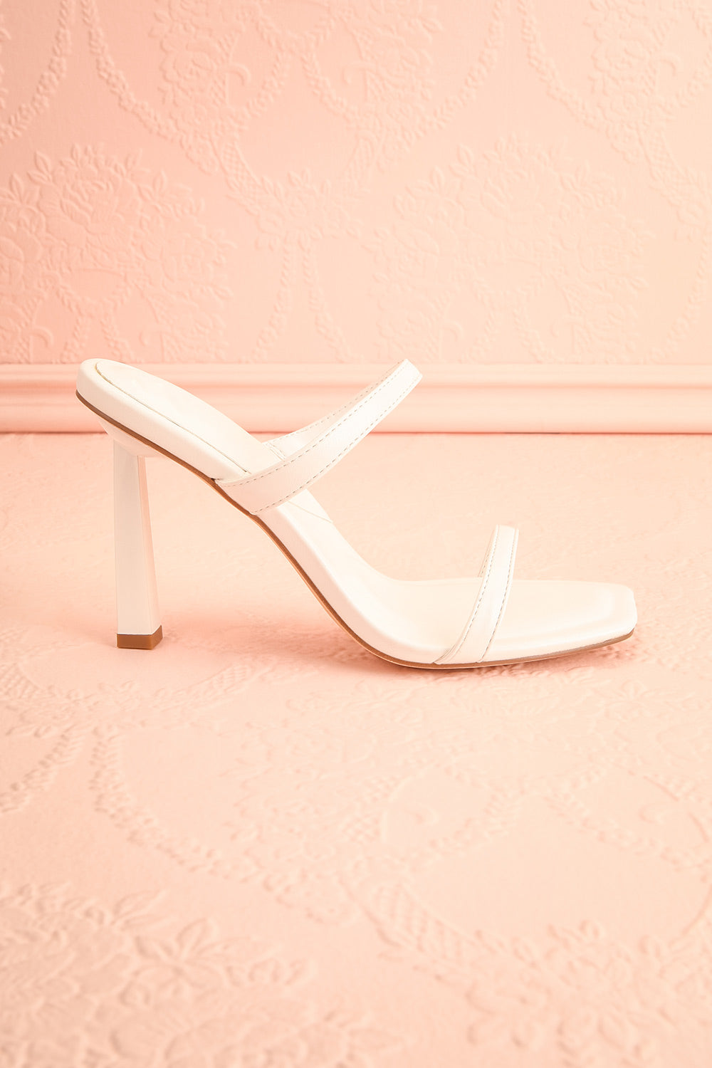 Ushuaia White Square Toe Heeled Sandals | Boutique 1861 side view