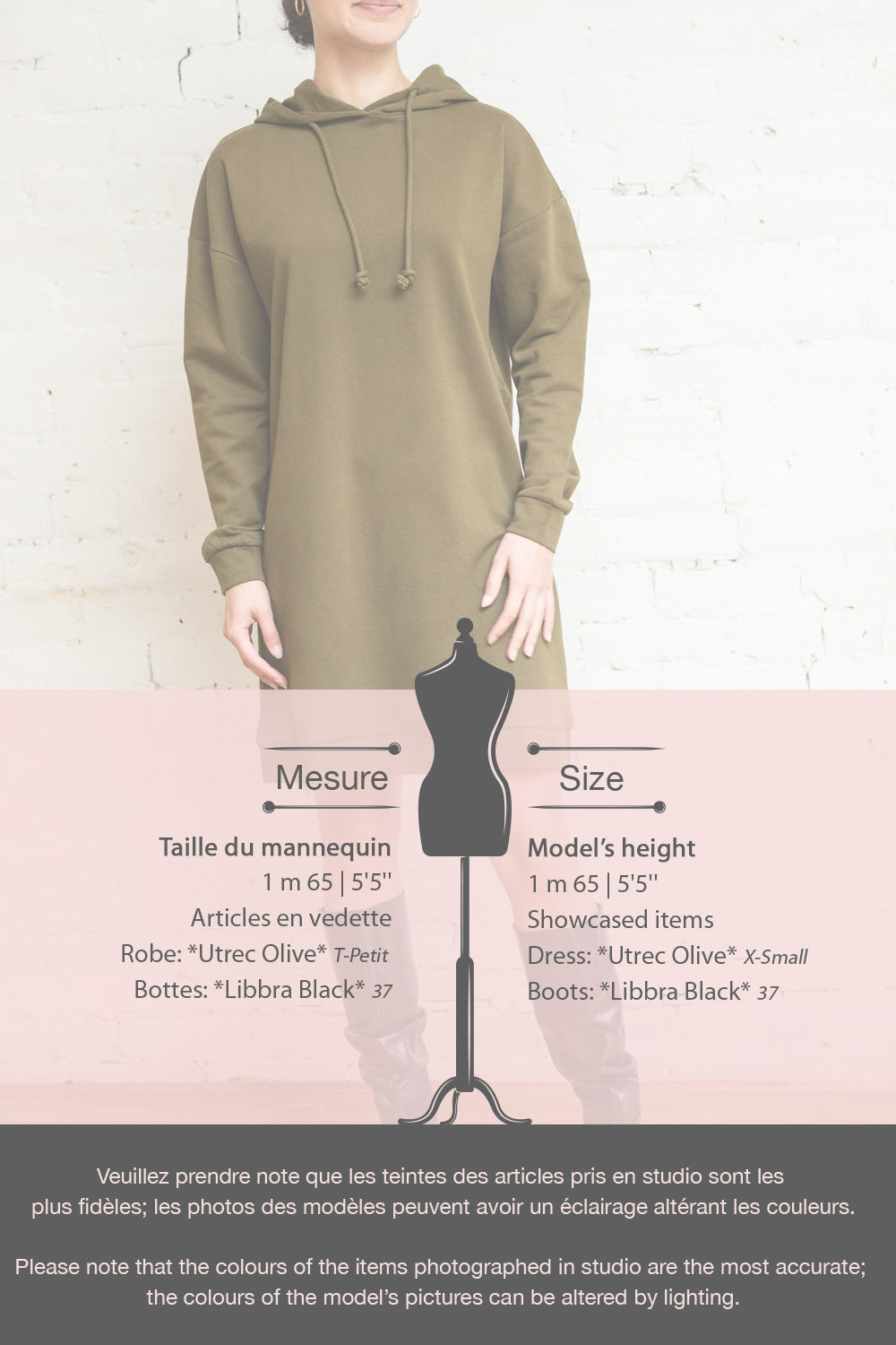 Utrec Olive Green Long Sleeve Hooded Dress | La petite garçonne fiche