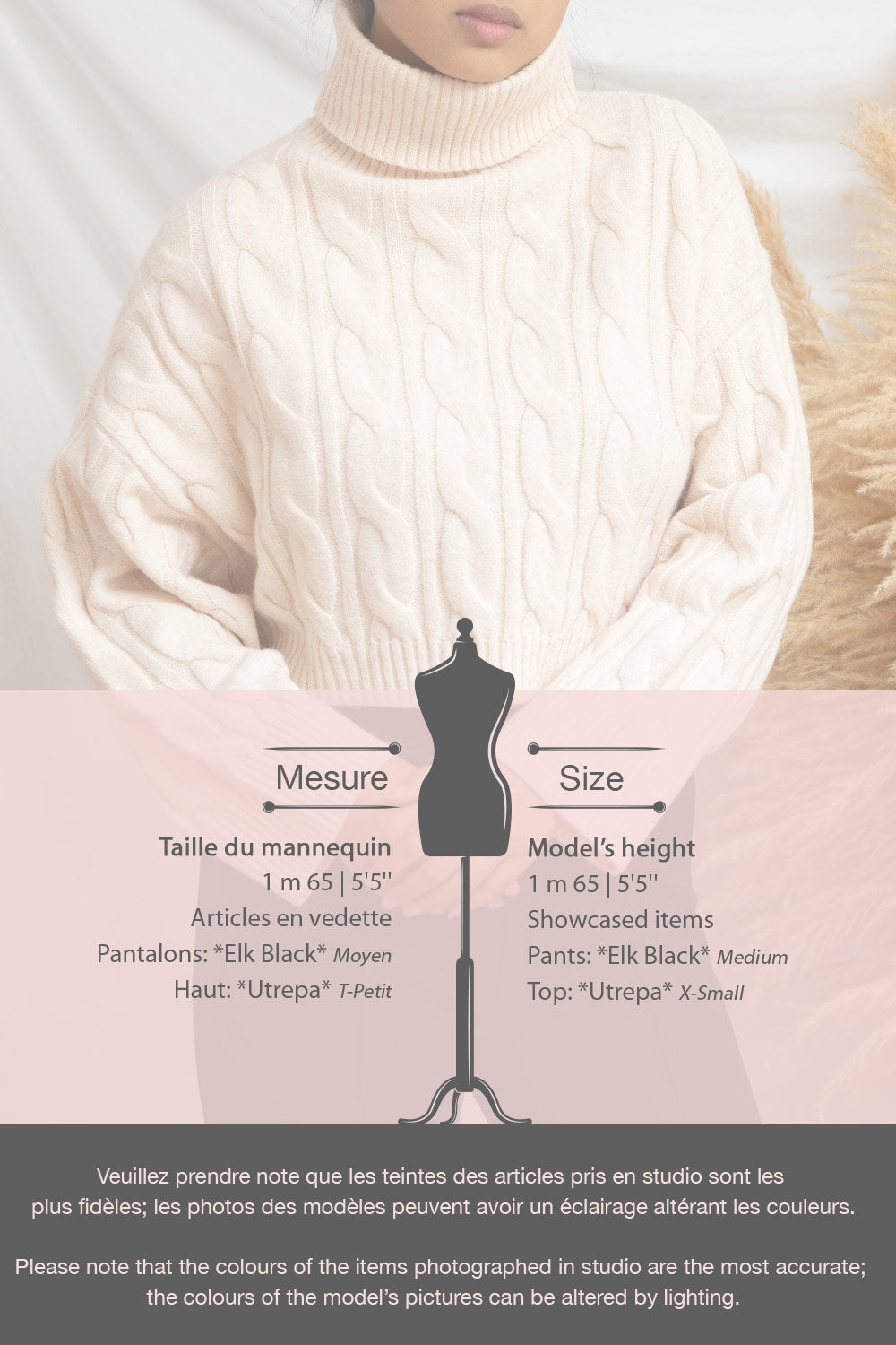 Utrepa Beige Cropped Knitted Turtleneck | La petite garçonne size